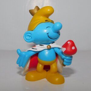 2009 Peyo Jakks King Smurf with mushroom Scepter Figure Figurine 2.5"